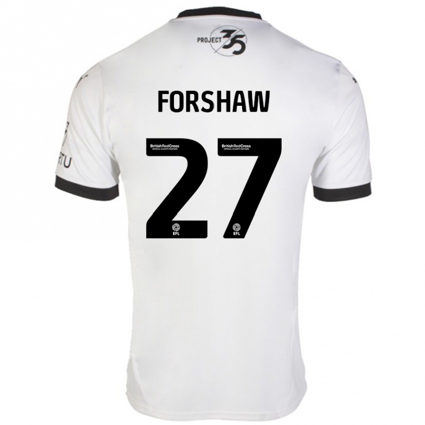 Moteriškas Adam Forshaw #27 Balta Juoda Išvykos Marškinėliai 2024/25 T-Shirt