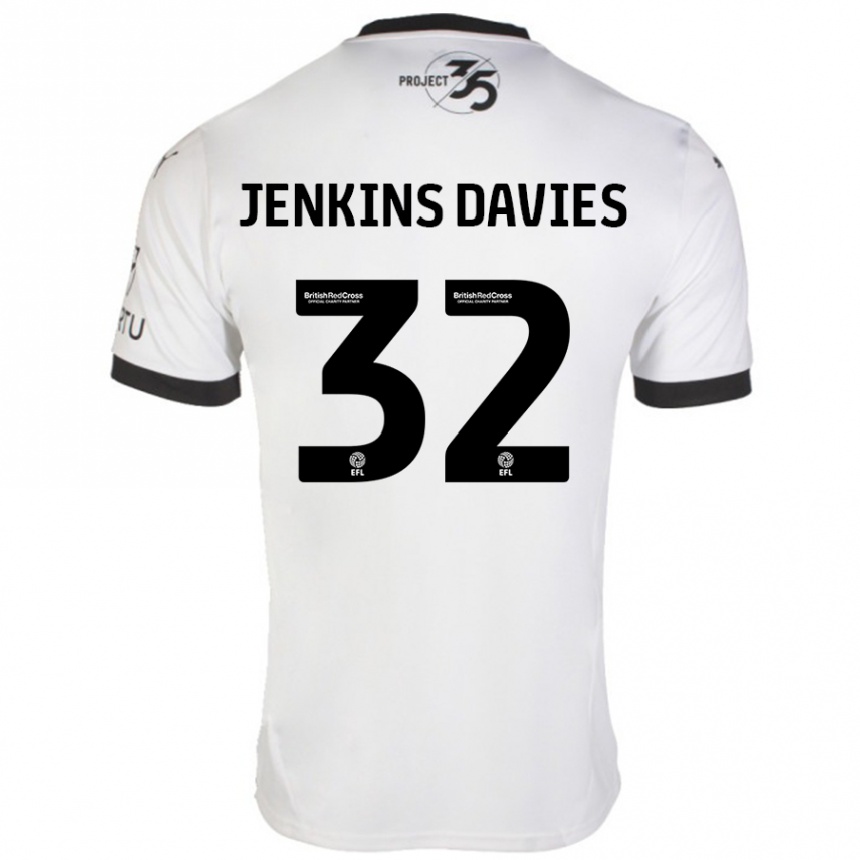 Moteriškas Will Jenkins-Davies #32 Balta Juoda Išvykos Marškinėliai 2024/25 T-Shirt