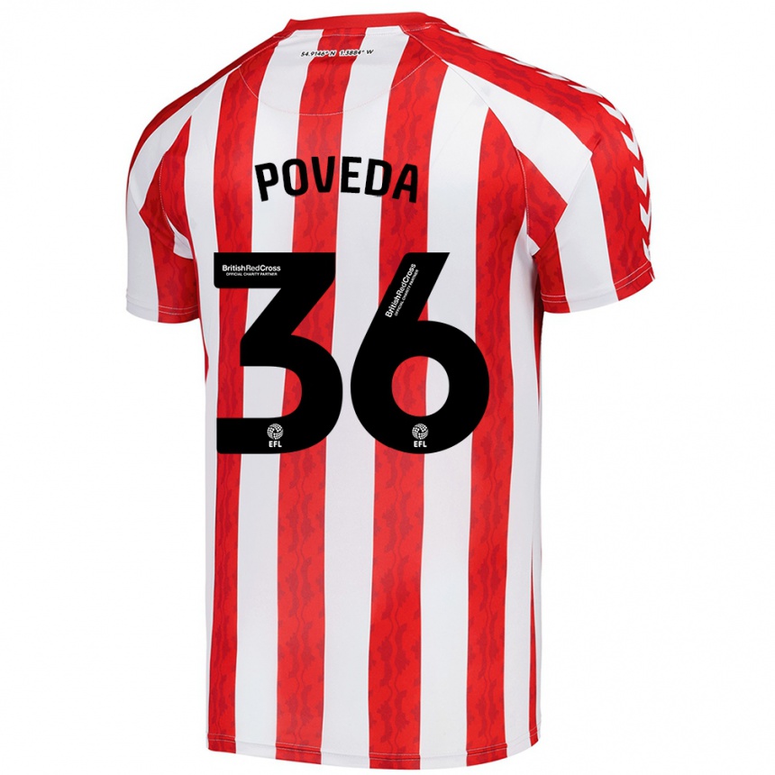 Vaikiškas Ian Poveda #36 Raudona Balta Namų Marškinėliai 2024/25 T-Shirt