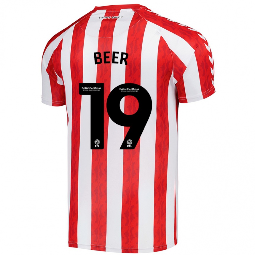 Vaikiškas Megan Beer #19 Raudona Balta Namų Marškinėliai 2024/25 T-Shirt