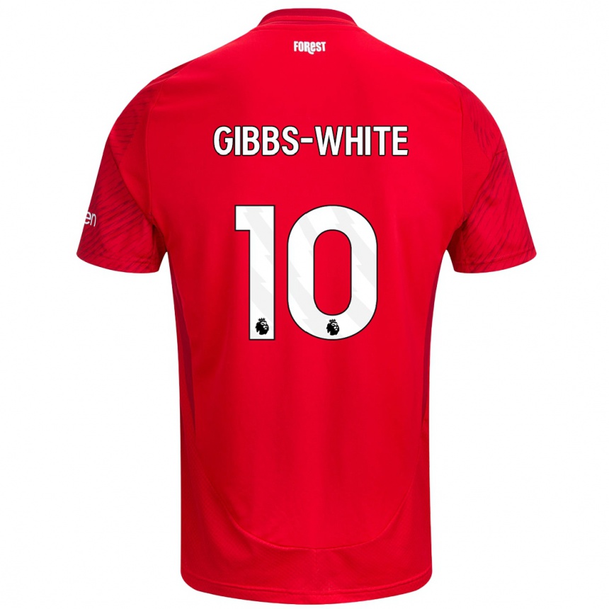 Vaikiškas Morgan Gibbs-White #10 Raudona Balta Namų Marškinėliai 2024/25 T-Shirt