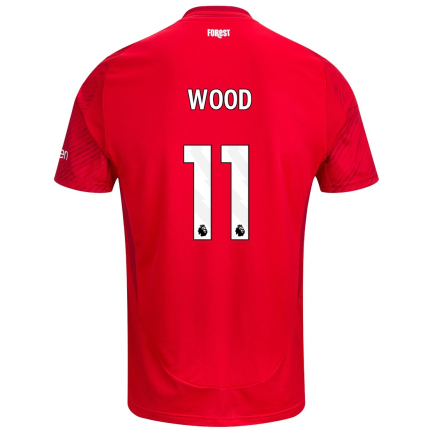 Vaikiškas Chris Wood #11 Raudona Balta Namų Marškinėliai 2024/25 T-Shirt