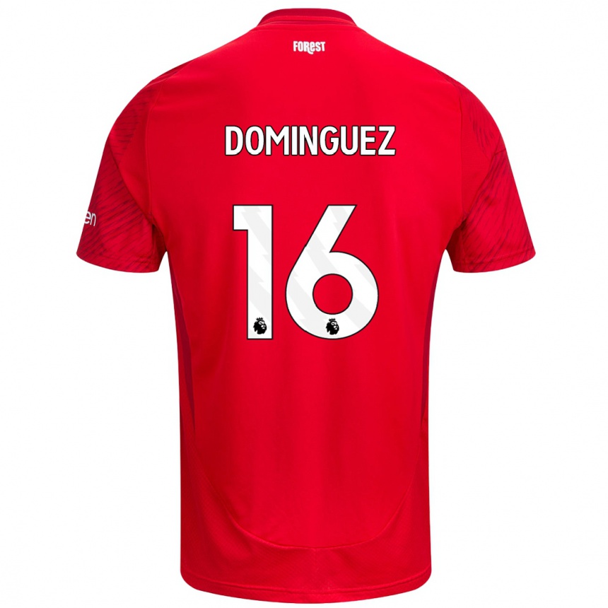 Vaikiškas Nicolás Domínguez #16 Raudona Balta Namų Marškinėliai 2024/25 T-Shirt