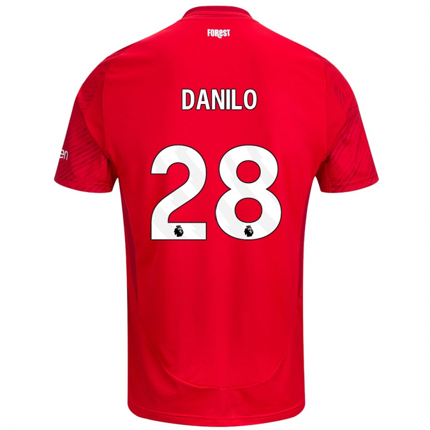 Vaikiškas Danilo #28 Raudona Balta Namų Marškinėliai 2024/25 T-Shirt