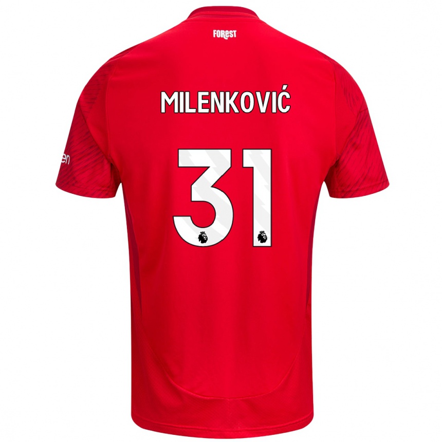 Vaikiškas Nikola Milenković #31 Raudona Balta Namų Marškinėliai 2024/25 T-Shirt