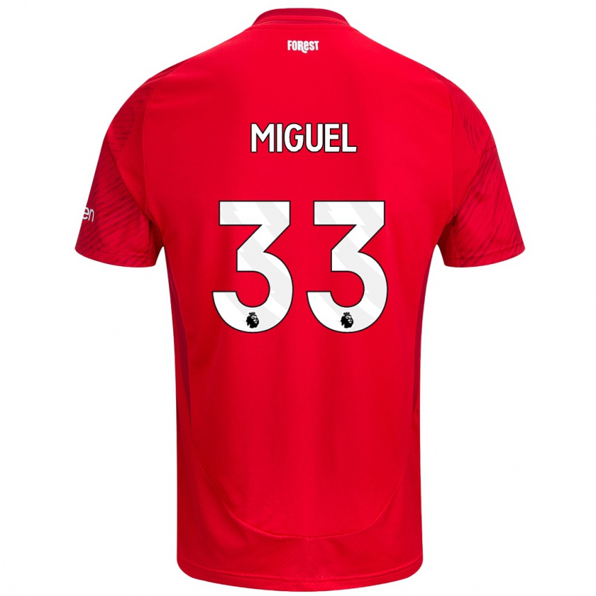 Vaikiškas Carlos Miguel #33 Raudona Balta Namų Marškinėliai 2024/25 T-Shirt