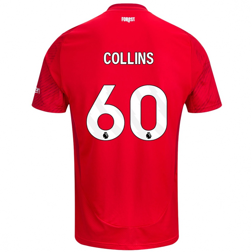 Vaikiškas Sam Collins #60 Raudona Balta Namų Marškinėliai 2024/25 T-Shirt