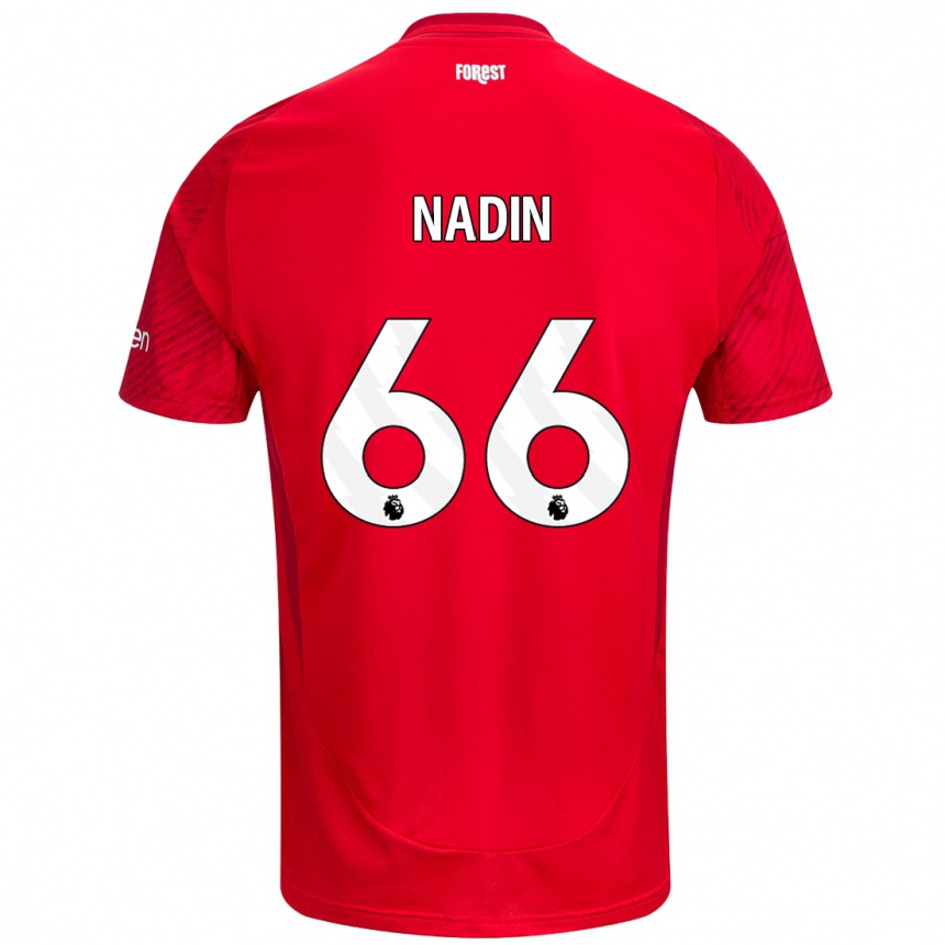 Vaikiškas Jack Nadin #66 Raudona Balta Namų Marškinėliai 2024/25 T-Shirt