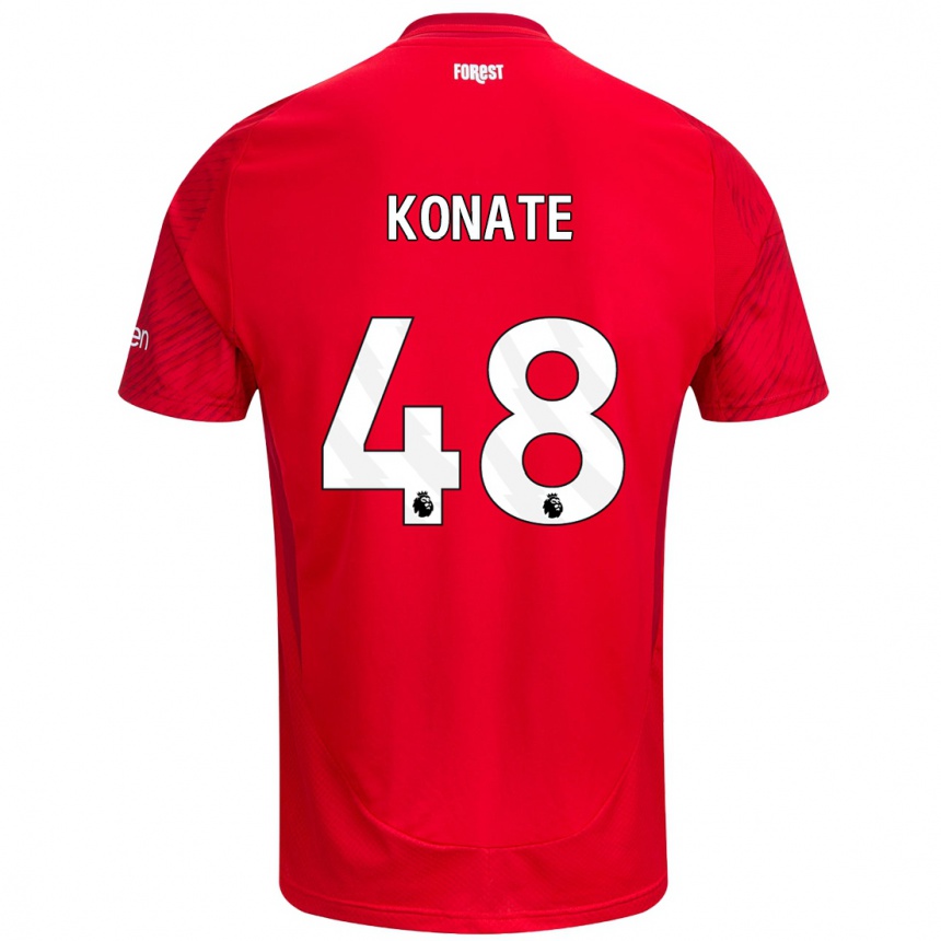 Vaikiškas Ateef Konaté #48 Raudona Balta Namų Marškinėliai 2024/25 T-Shirt