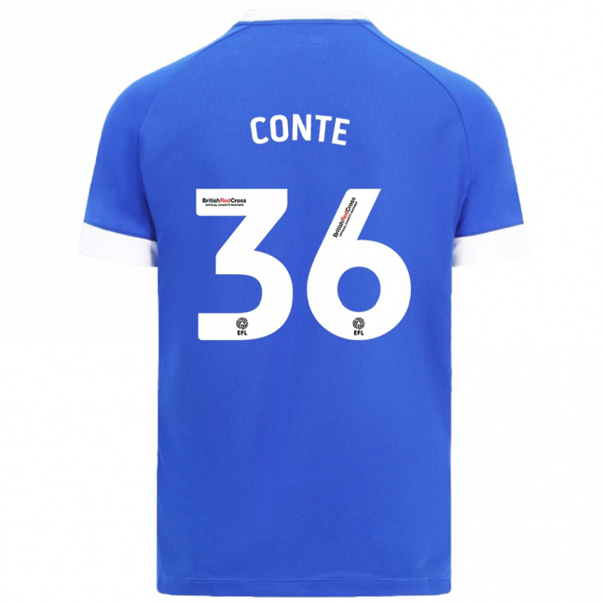 Vaikiškas Raheem Conte #36 Dangaus Mėlyna Namų Marškinėliai 2024/25 T-Shirt