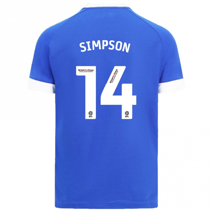 Vaikiškas Jasmine Simpson #14 Dangaus Mėlyna Namų Marškinėliai 2024/25 T-Shirt