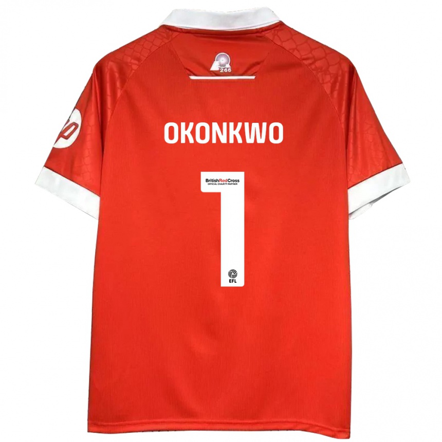 Vaikiškas Arthur Okonkwo #1 Raudona Balta Namų Marškinėliai 2024/25 T-Shirt