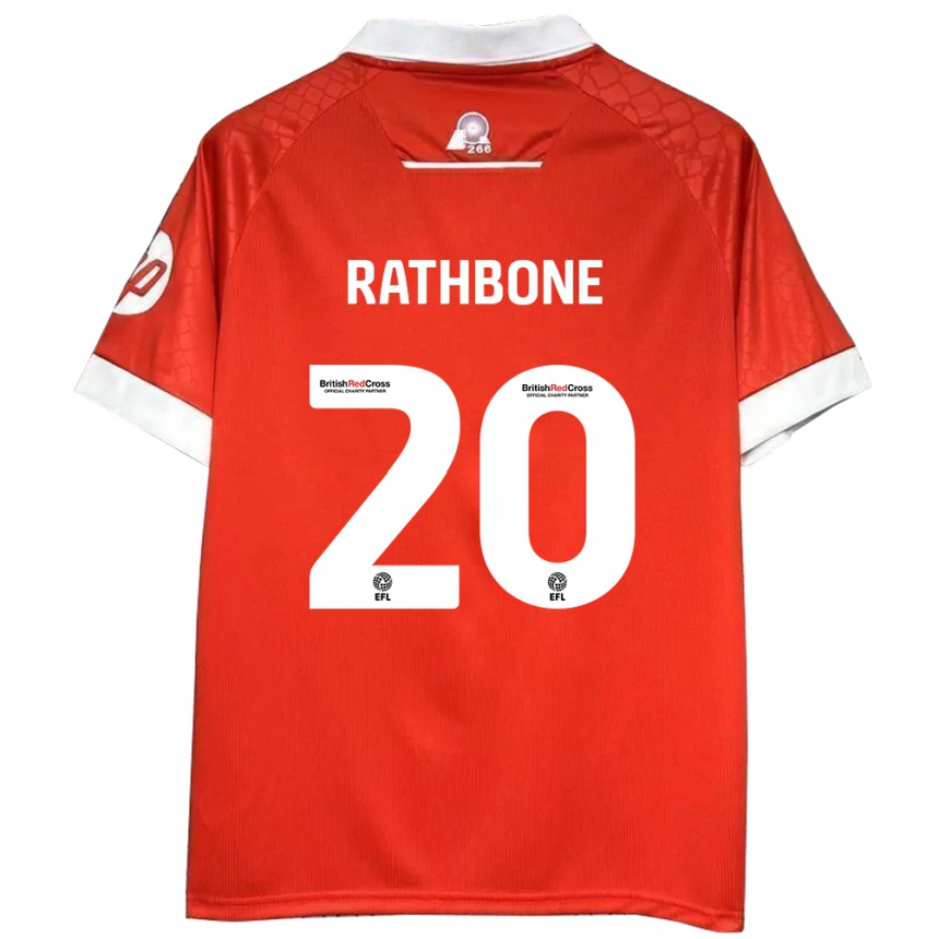 Vaikiškas Ollie Rathbone #20 Raudona Balta Namų Marškinėliai 2024/25 T-Shirt