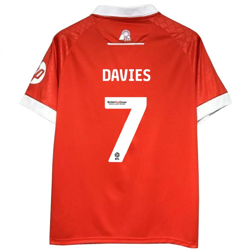 Vaikiškas Jordan Davies #7 Raudona Balta Namų Marškinėliai 2024/25 T-Shirt