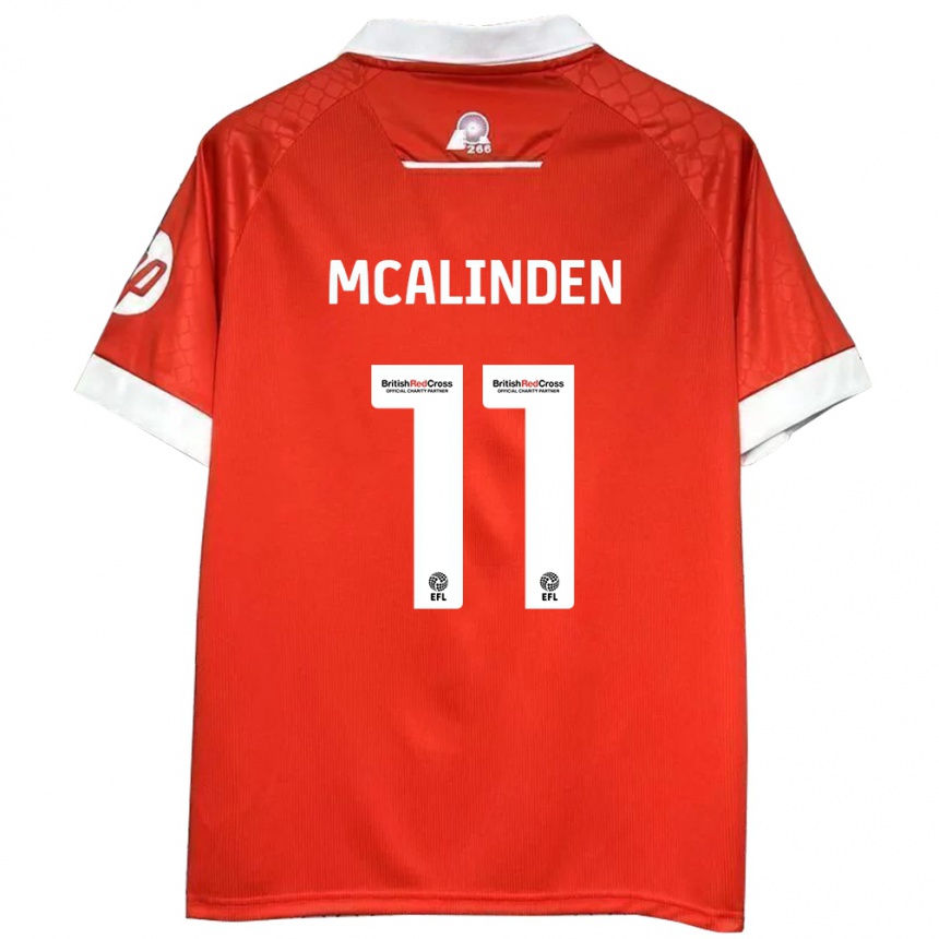 Vaikiškas Liam Mcalinden #11 Raudona Balta Namų Marškinėliai 2024/25 T-Shirt