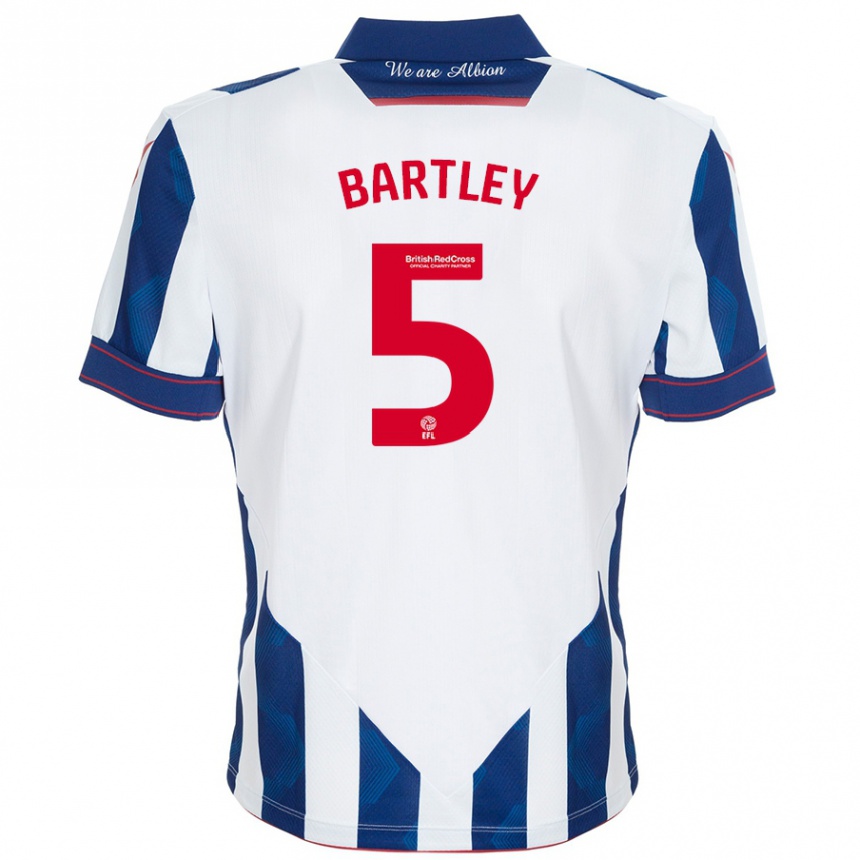 Vaikiškas Kyle Bartley #5 Balta Tamsiai Mėlyna Namų Marškinėliai 2024/25 T-Shirt