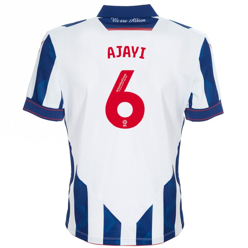 Vaikiškas Semi Ajayi #6 Balta Tamsiai Mėlyna Namų Marškinėliai 2024/25 T-Shirt