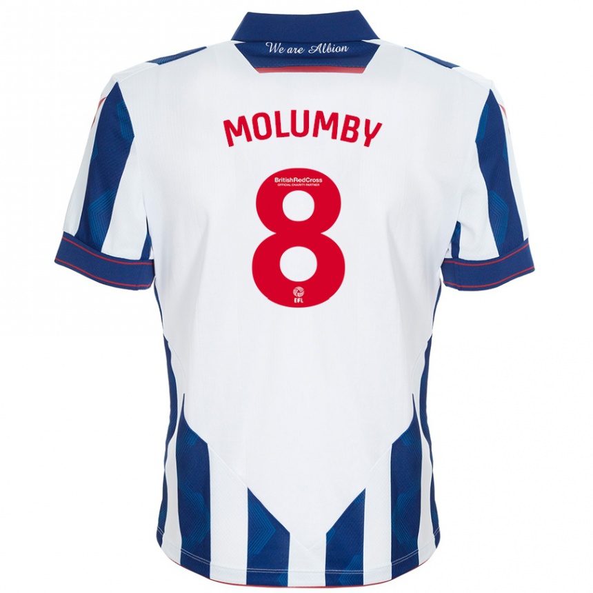 Vaikiškas Jayson Molumby #8 Balta Tamsiai Mėlyna Namų Marškinėliai 2024/25 T-Shirt