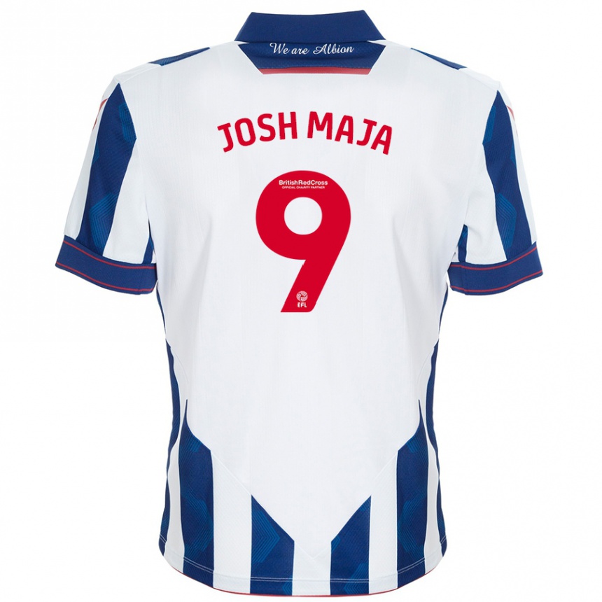 Vaikiškas Josh Maja #9 Balta Tamsiai Mėlyna Namų Marškinėliai 2024/25 T-Shirt