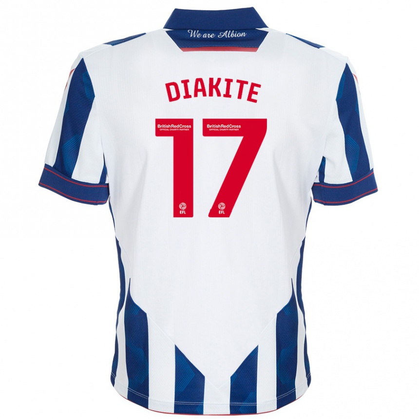 Vaikiškas Ousmane Diakité #17 Balta Tamsiai Mėlyna Namų Marškinėliai 2024/25 T-Shirt