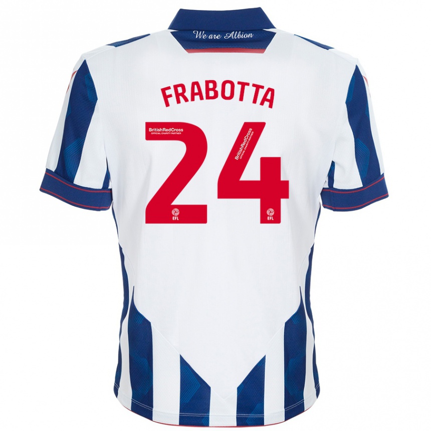 Vaikiškas Gianluca Frabotta #24 Balta Tamsiai Mėlyna Namų Marškinėliai 2024/25 T-Shirt