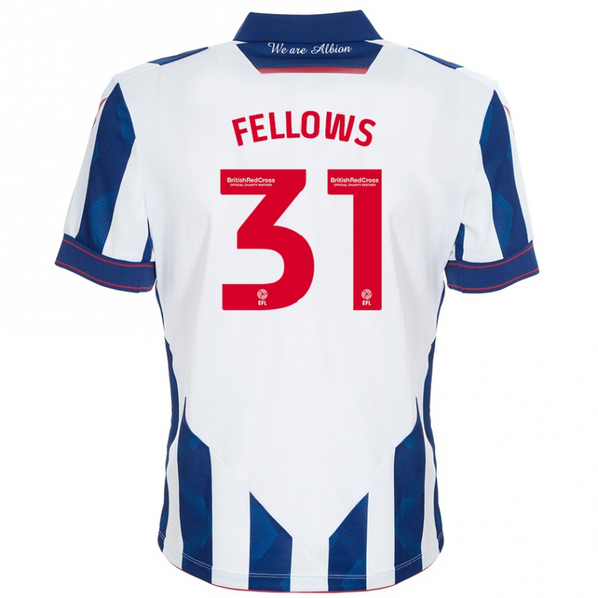 Vaikiškas Tom Fellows #31 Balta Tamsiai Mėlyna Namų Marškinėliai 2024/25 T-Shirt