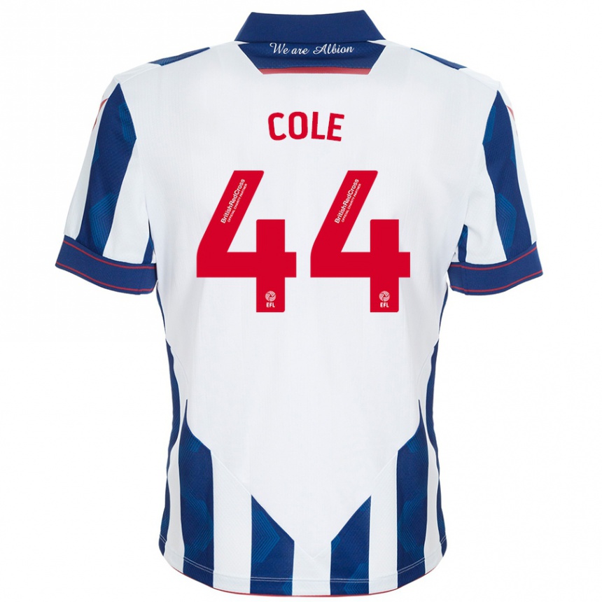 Vaikiškas Devante Cole #44 Balta Tamsiai Mėlyna Namų Marškinėliai 2024/25 T-Shirt