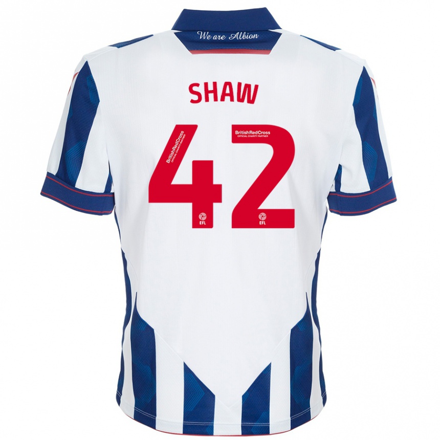 Vaikiškas Josh Shaw #42 Balta Tamsiai Mėlyna Namų Marškinėliai 2024/25 T-Shirt