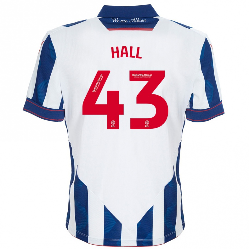 Vaikiškas Reece Hall #43 Balta Tamsiai Mėlyna Namų Marškinėliai 2024/25 T-Shirt