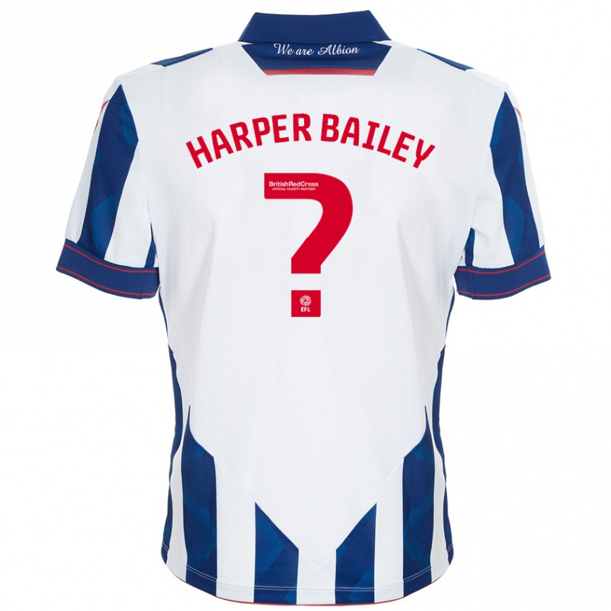 Vaikiškas Aaron Harper-Bailey #0 Balta Tamsiai Mėlyna Namų Marškinėliai 2024/25 T-Shirt