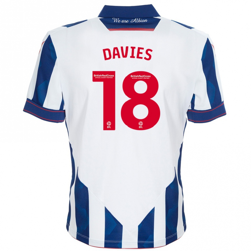 Vaikiškas Jessica Davies #18 Balta Tamsiai Mėlyna Namų Marškinėliai 2024/25 T-Shirt