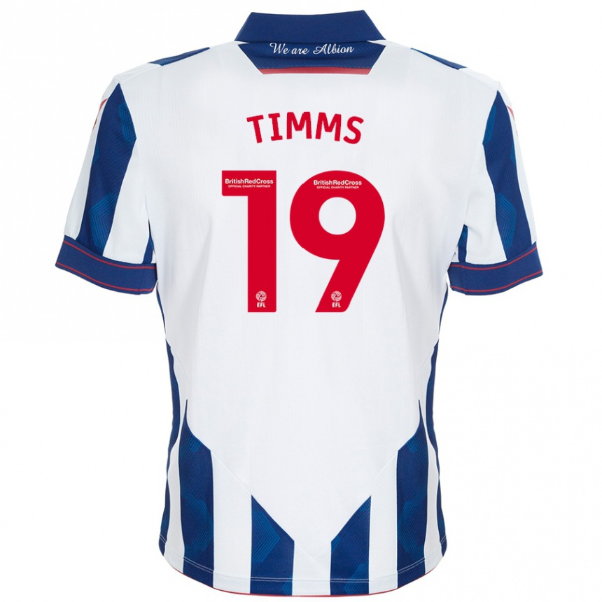 Vaikiškas Maria Timms #19 Balta Tamsiai Mėlyna Namų Marškinėliai 2024/25 T-Shirt