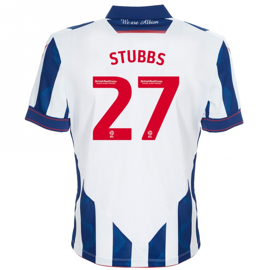 Vaikiškas Olivia Stubbs #27 Balta Tamsiai Mėlyna Namų Marškinėliai 2024/25 T-Shirt