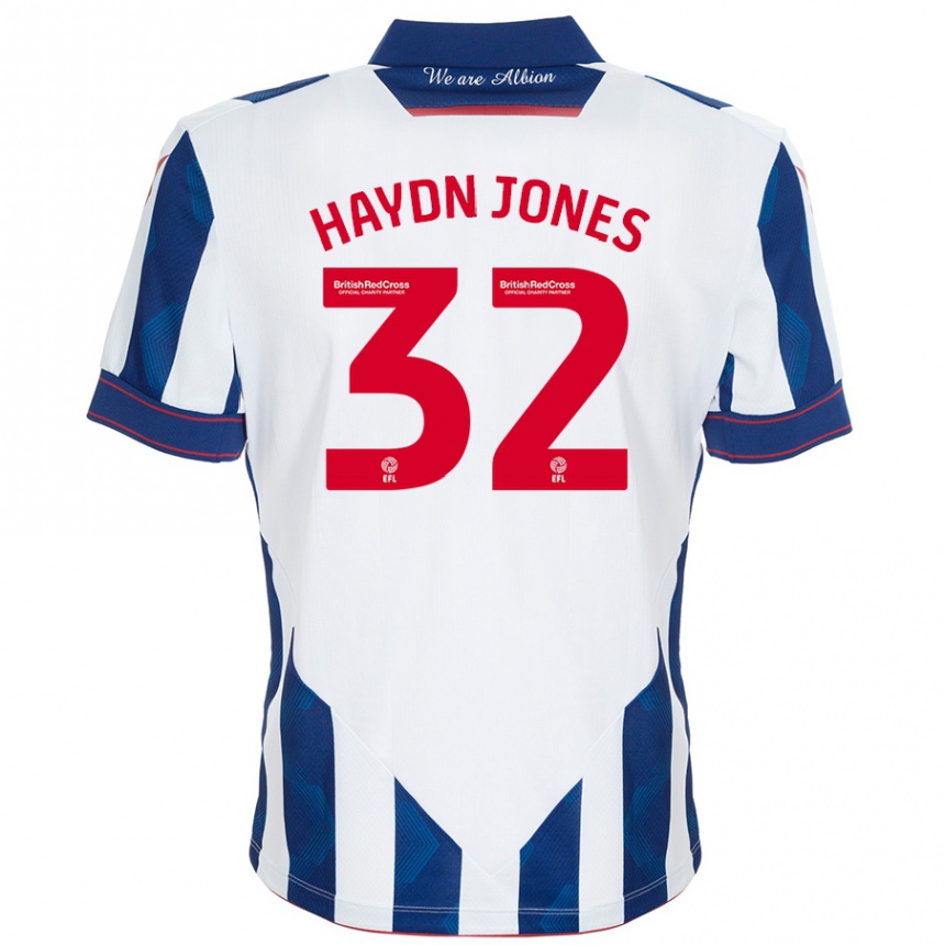 Vaikiškas Mackenzie Haydn-Jones #32 Balta Tamsiai Mėlyna Namų Marškinėliai 2024/25 T-Shirt