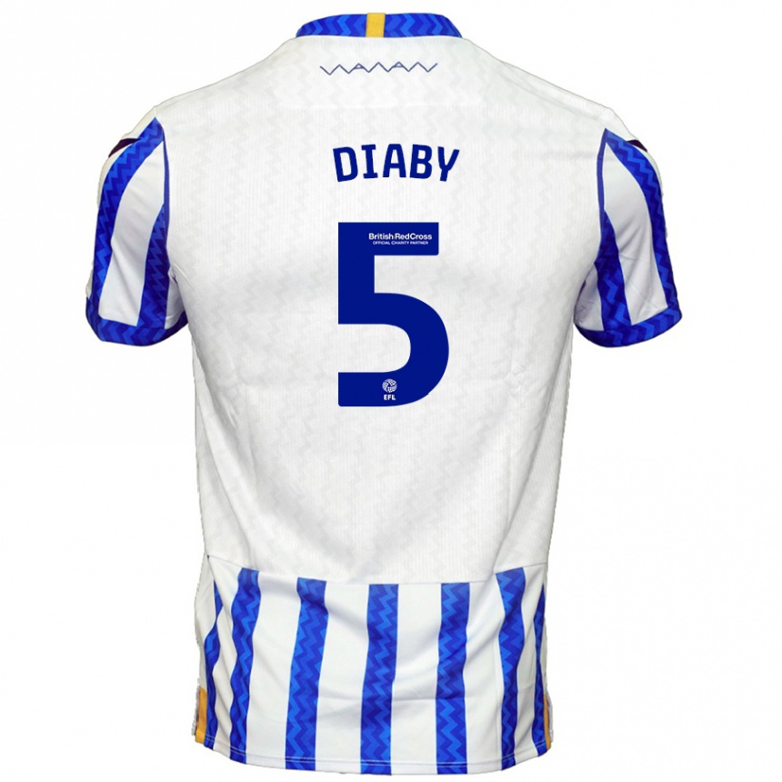 Vaikiškas Bambo Diaby #5 Mėlyna Balta Namų Marškinėliai 2024/25 T-Shirt