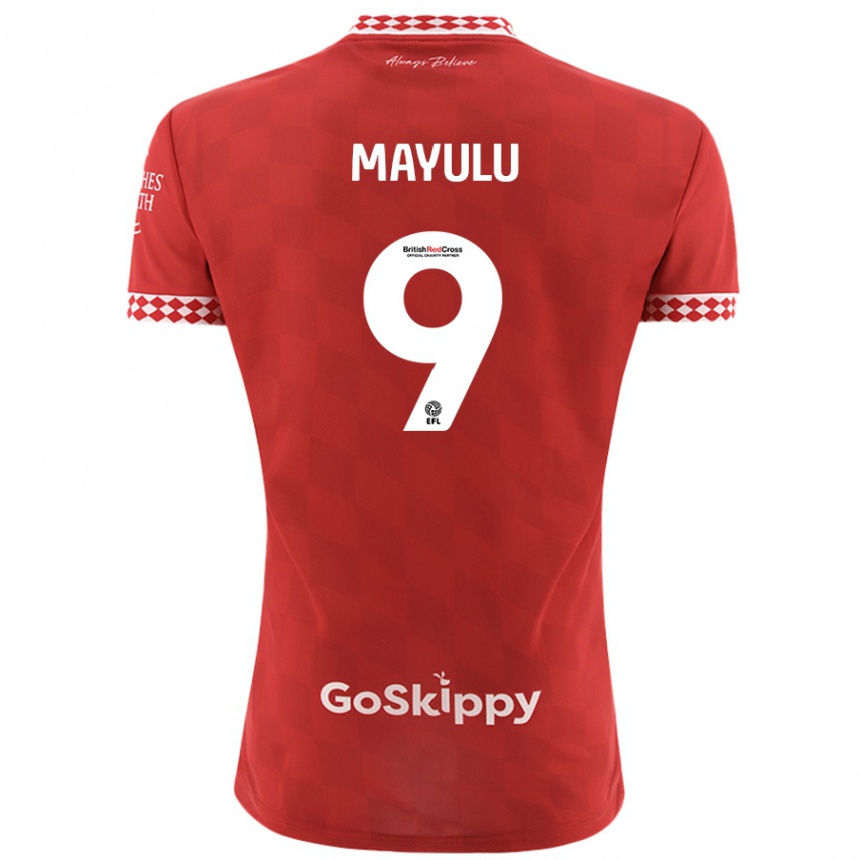 Vaikiškas Fally Mayulu #9 Raudona Namų Marškinėliai 2024/25 T-Shirt