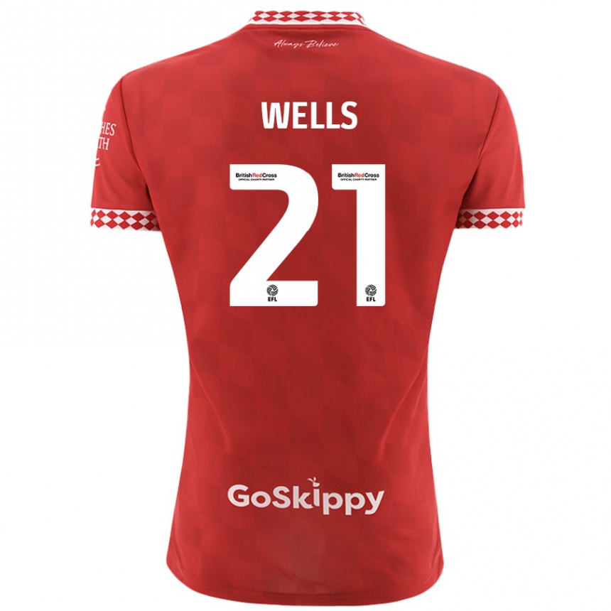 Vaikiškas Nahki Wells #21 Raudona Namų Marškinėliai 2024/25 T-Shirt