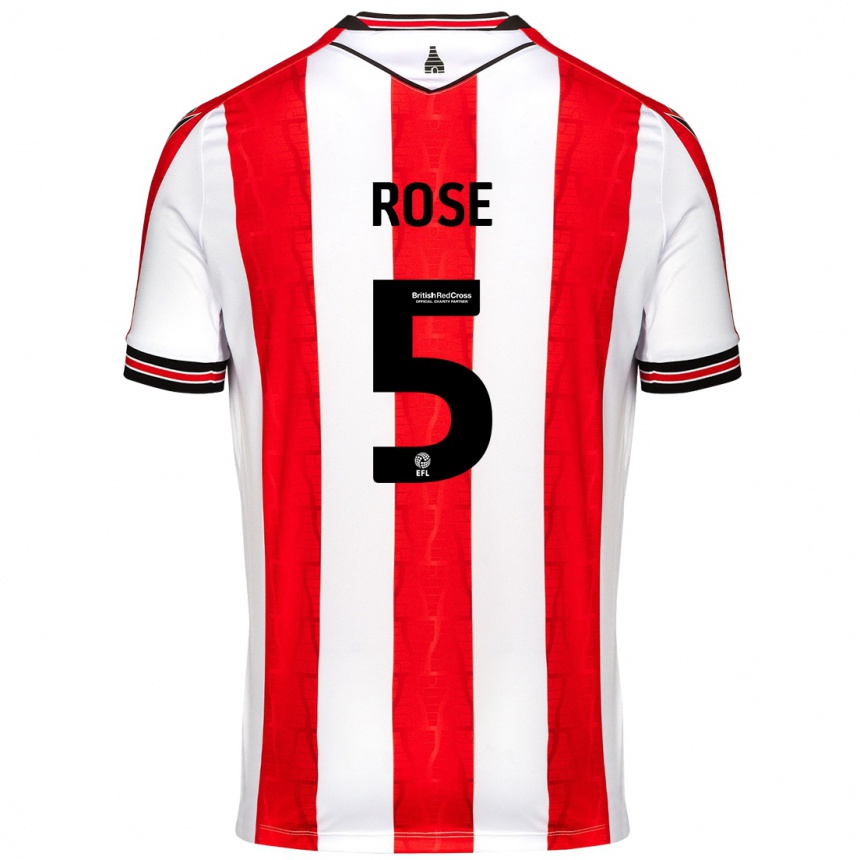 Vaikiškas Michael Rose #5 Raudona Balta Namų Marškinėliai 2024/25 T-Shirt