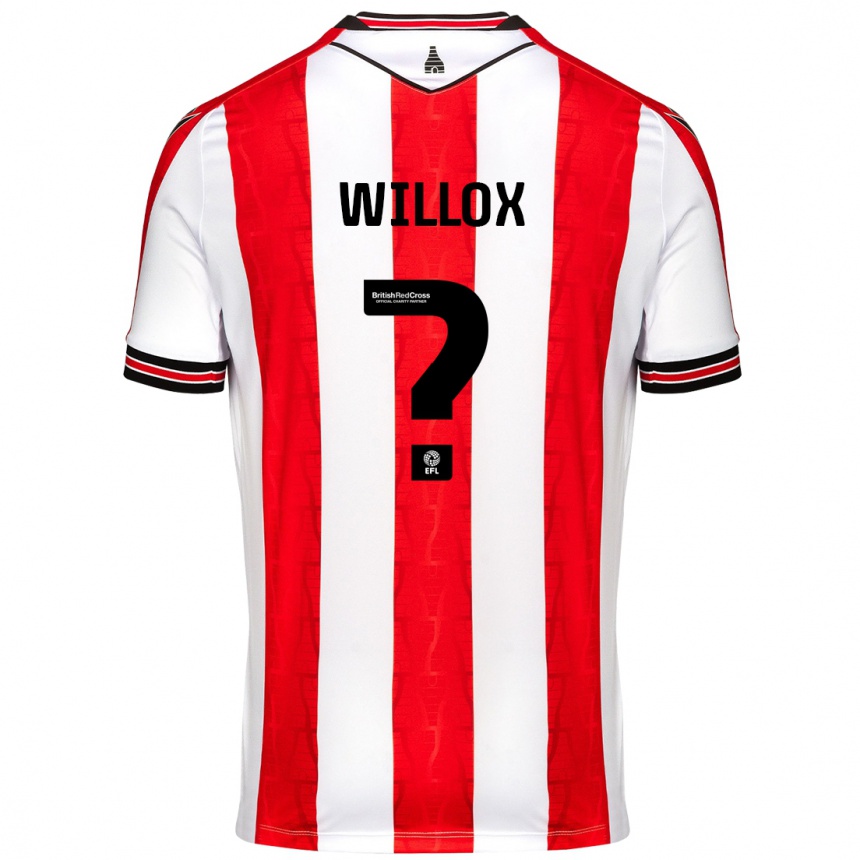 Vaikiškas Kieron Willox #0 Raudona Balta Namų Marškinėliai 2024/25 T-Shirt