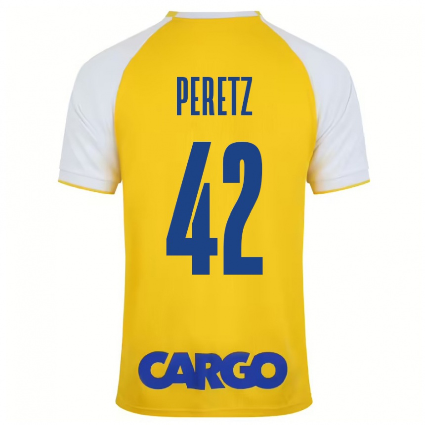 Vaikiškas Dor Peretz #42 Geltona Balta Namų Marškinėliai 2024/25 T-Shirt