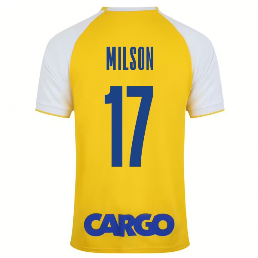 Vaikiškas Milson #17 Geltona Balta Namų Marškinėliai 2024/25 T-Shirt