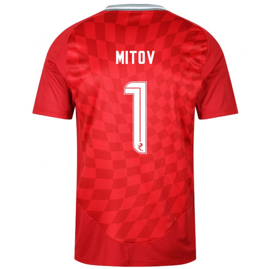 Vaikiškas Dimitar Mitov #1 Raudona Namų Marškinėliai 2024/25 T-Shirt