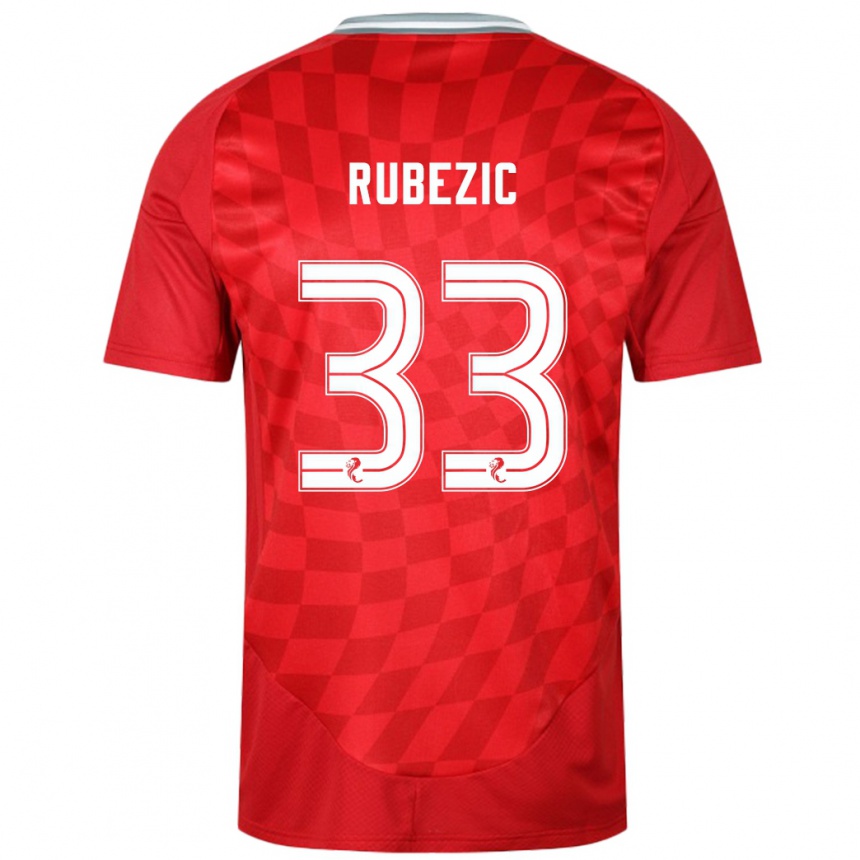 Vaikiškas Slobodan Rubezic #33 Raudona Namų Marškinėliai 2024/25 T-Shirt