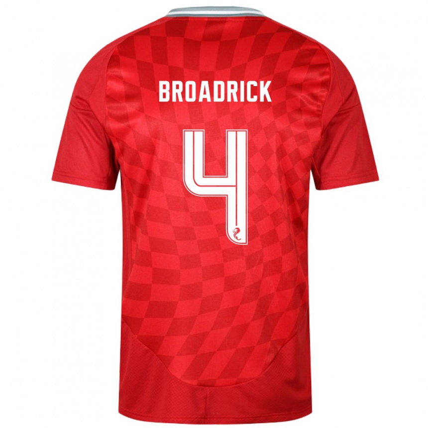 Vaikiškas Jessica Broadrick #4 Raudona Namų Marškinėliai 2024/25 T-Shirt