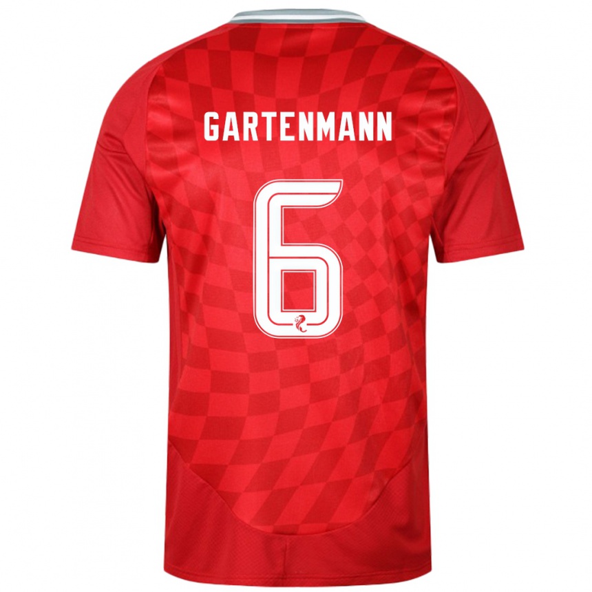 Vaikiškas Stefan Gartenmann #6 Raudona Namų Marškinėliai 2024/25 T-Shirt