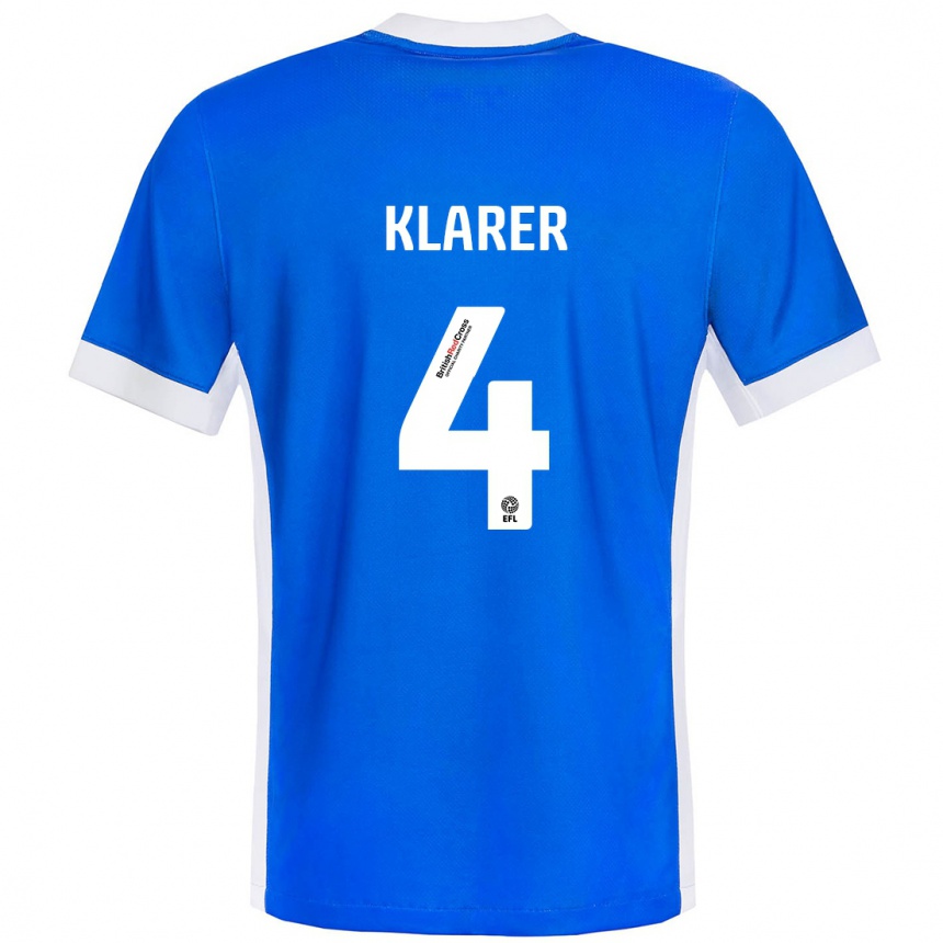 Vaikiškas Christoph Klarer #4 Mėlyna Balta Namų Marškinėliai 2024/25 T-Shirt