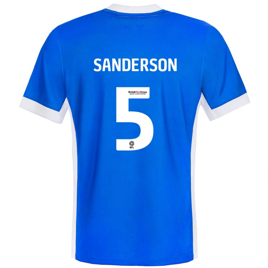 Vaikiškas Dion Sanderson #5 Mėlyna Balta Namų Marškinėliai 2024/25 T-Shirt