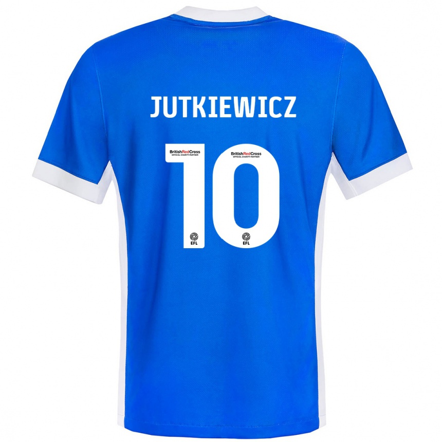 Vaikiškas Lukas Jutkiewicz #10 Mėlyna Balta Namų Marškinėliai 2024/25 T-Shirt