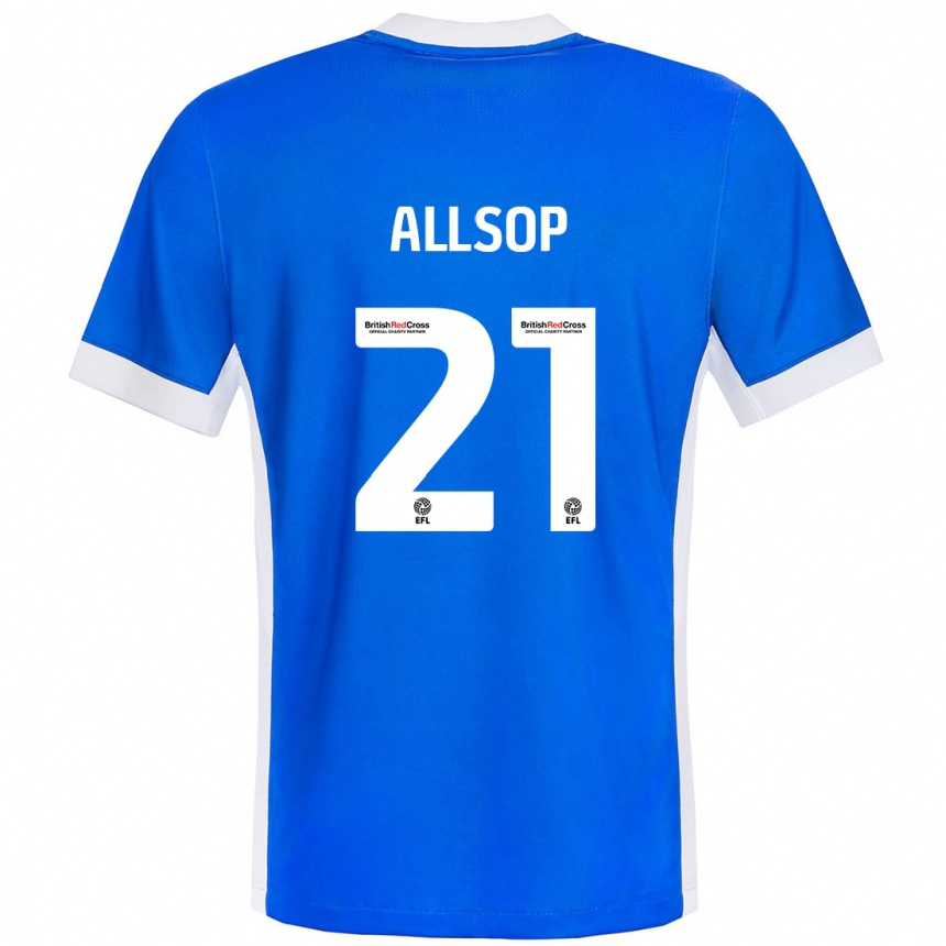 Vaikiškas Ryan Allsop #21 Mėlyna Balta Namų Marškinėliai 2024/25 T-Shirt