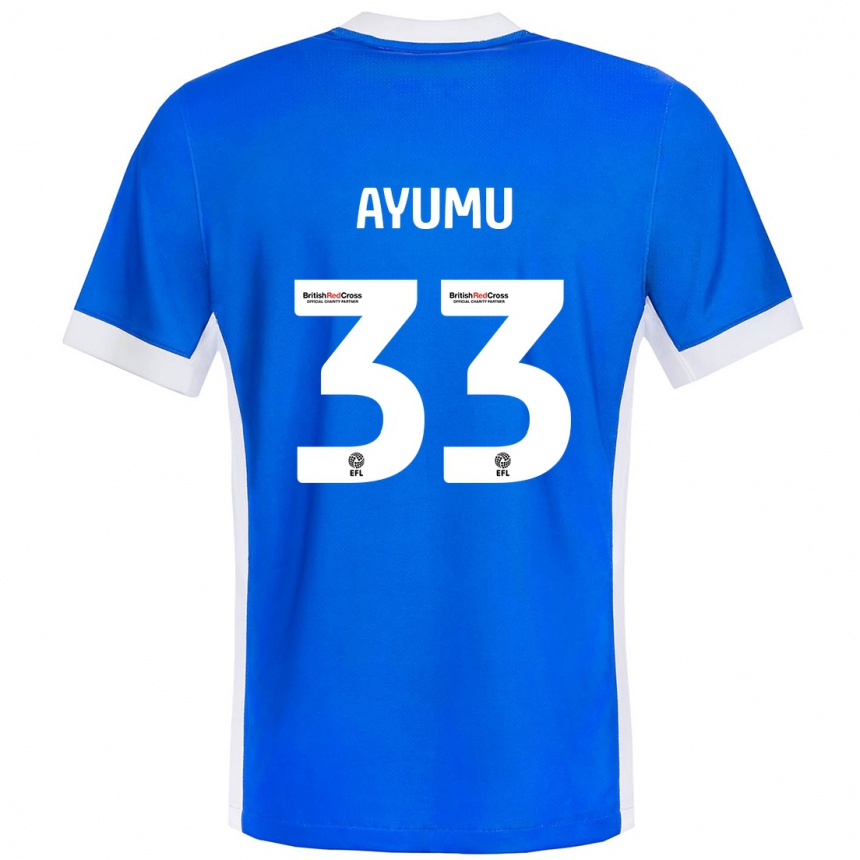 Vaikiškas Ayumu Yokoyama #33 Mėlyna Balta Namų Marškinėliai 2024/25 T-Shirt